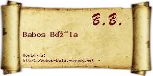 Babos Béla névjegykártya
